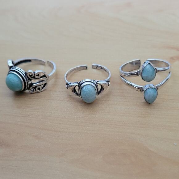 Tanvi Collection Ring Adjustable Silver Oval Amazonite Adjustable - Picture 3 of 3